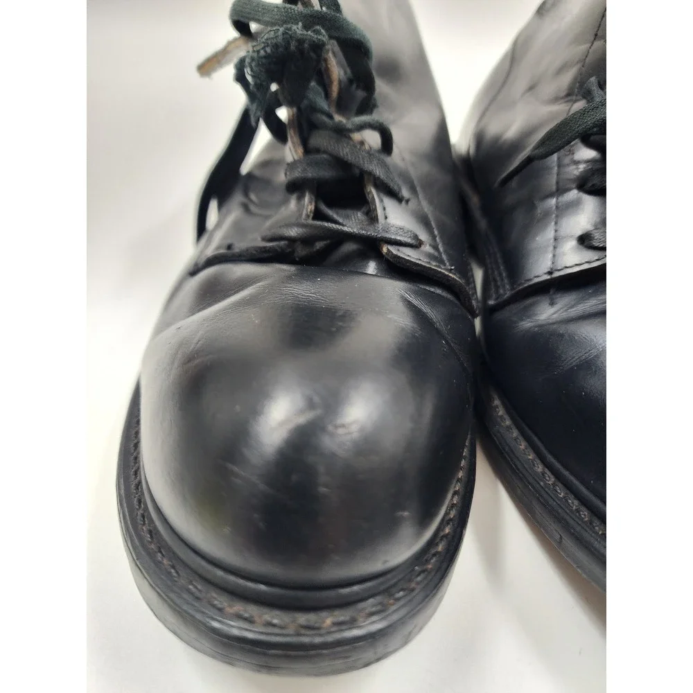 Vintage Black Leather Combat Boots Mens Military Style Vietnam era Ankle Boots